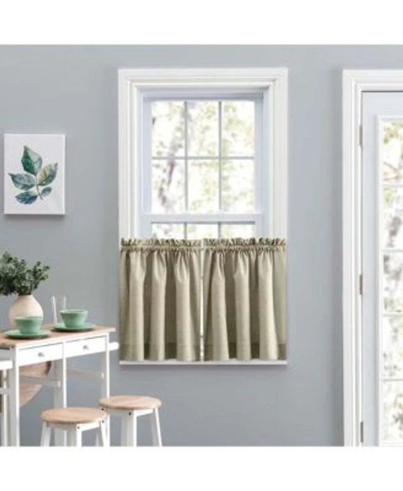 Ellis Curtain Lisa Solid Poly Cotton Duck Fabric Tailored Tiers 56 X22x24 X22 For Living Rooms Dining Rooms Mist