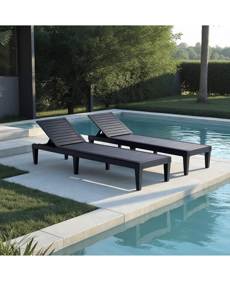 Chic Crate 2-Person Outdoor Chaise Lounge Set - Black