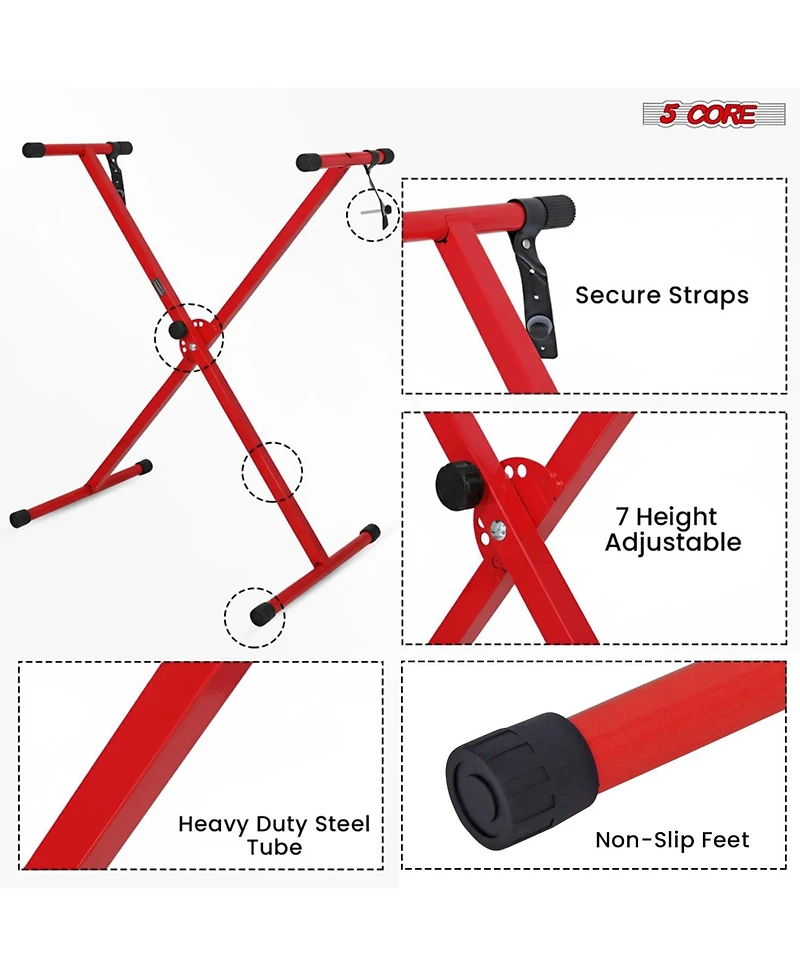 5 Core Keyboard Stand X Shape Height Adjustable Foldable Portable Key Board Dj Controller Stands