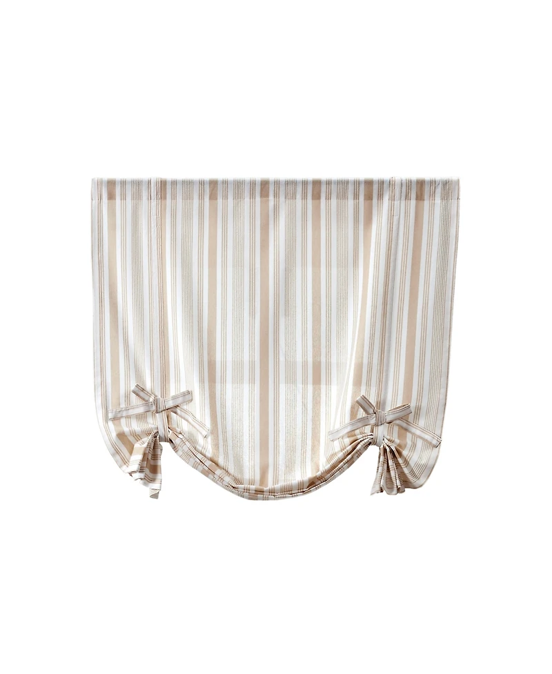 Kate Aurora Country Farmhouse Cotton Striped Tie Up Window Curtain - 63 in. Long