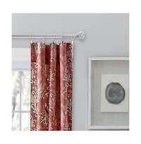 Ellis Curtain Lexington Leaf Pattern on Colored Ground Curtain Pair with Ties Brick