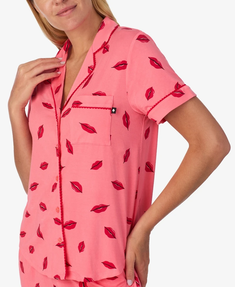 Kate Spade New York Women's 2-Piece Sleepwear Short-Sleeve Shirt and Pajama Shorts Set
