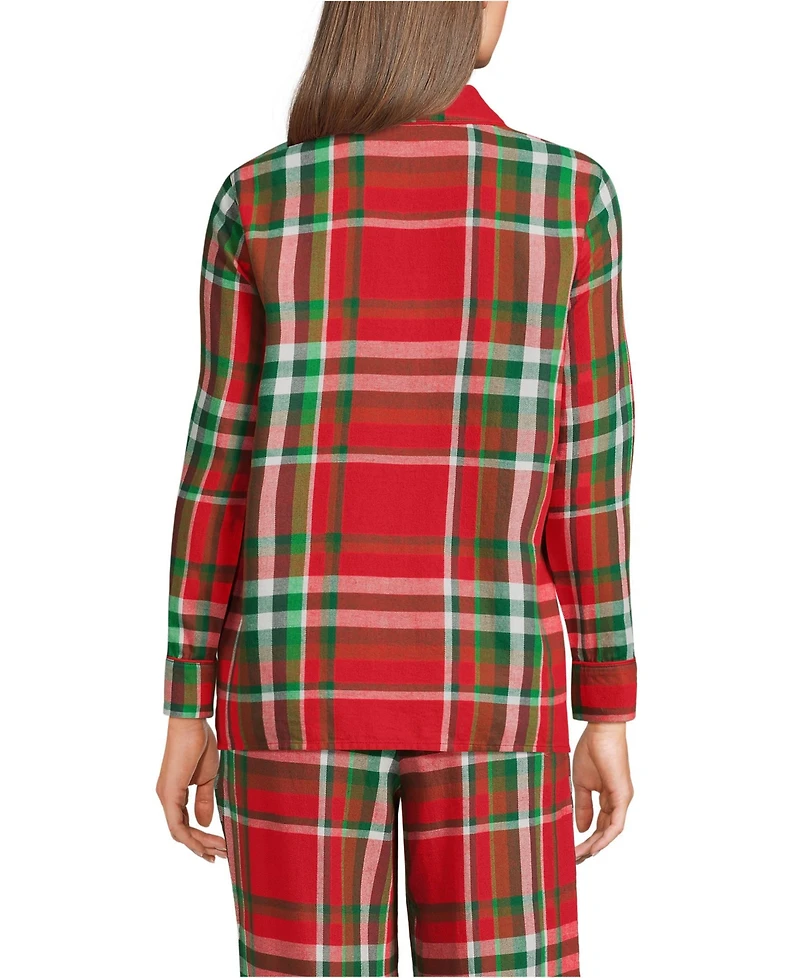 Lands' End Women's Tall Long Sleeve Print Flannel Pajama Top