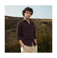 Campus Sutra Men's Mocha Brown Graph-Check Shirt