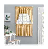 Ellis Curtain Lisa Solid Color Poly Cotton Duck Fabric Tailored Tier 56" x 24" Butter