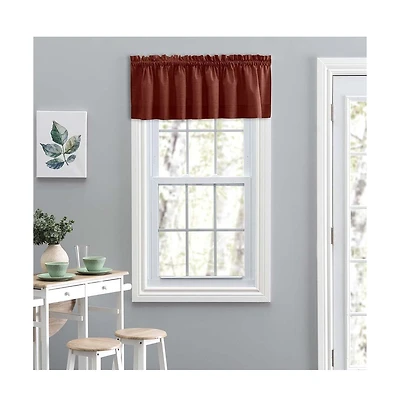Ellis Lisa Solid Color Poly Cotton 1.5" Rod Pocket Duck Fabric Stylish Tailored Valance 58" x 15" Red