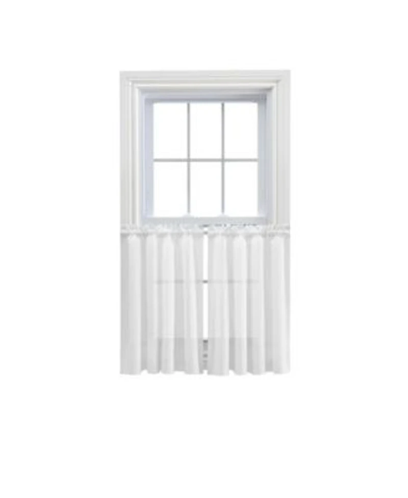 Ellis Curtain Shadow Stripe 1.5 X22 Rod Pocket Tailored Tier Pair For Windows 80 X22 X 30 X22 White