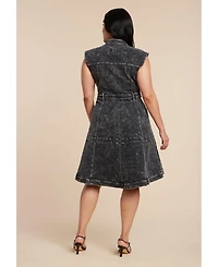 Eloquii Women's Fit And Flare Denim Dress
