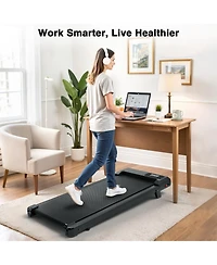 Redliro Walking Pad Treadmill with Incline, Portable Under Desk Treadmill for Home Office, Compact Walking Pad with Smart Led Display, Black