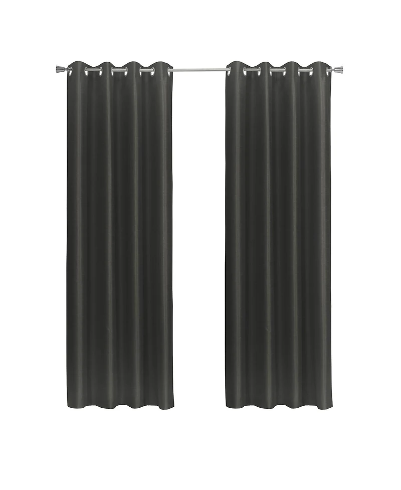 Thermaplus 100% Polyester Glacier Balance Temperature Solid Faux Silk Blackout Grommet Curtain Panel 52" x 84" Black