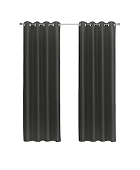 Thermaplus 100% Polyester Glacier Balance Temperature Solid Faux Silk Blackout Grommet Curtain Panel 52" x 84" Black