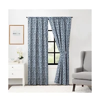 Ellis Curtain Sea Tumble Window Treatment 3" Rod Pocket 100% Cotton Curtain Panels Pairs 100" x 63" Navy