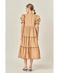 English Factory Women's Contrast Scallop Edge Midi Dress