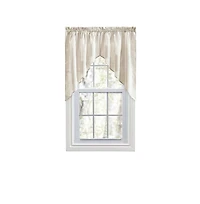 Ellis Curtain Plaza Classic Ticking Stripe Printed on Natural Ground 1.5" Rod Pocket Tailored Swag 56" x 36" Tan