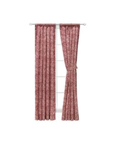 Ellis Segovia Printed Paisley Pattern On Ground 3 X22 Rod Pocket Tailored Pairs With Ties 100 X22x63 X22 Red