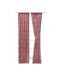 Ellis Segovia Printed Paisley Pattern On Ground 3 X22 Rod Pocket Tailored Pairs With Ties 100 X22x63 X22 Red