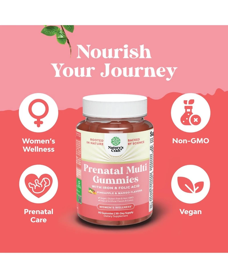 Nature's Craft Prenatal Gummies, Pineapple & Mango, 90ct