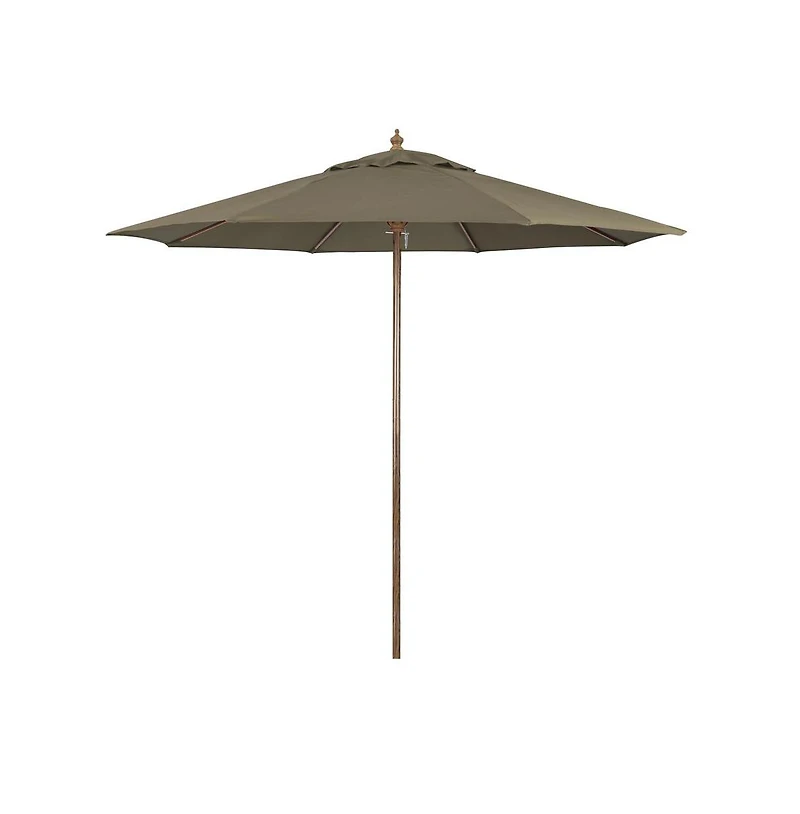 Astella 9-Foot Wood-Grained Steel Market Patio Umbrella with Push Lift in Taupe Polyester