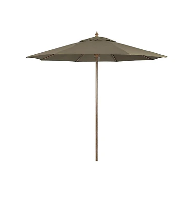 Astella 9-Foot Wood-Grained Steel Market Patio Umbrella with Push Lift in Taupe Polyester