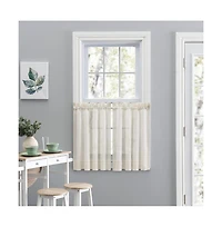Ellis Curtain Cotton Voile 1.5" Rod Pocket Tailored Tier Pair for Windows 80" x 45" Natural
