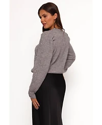 Petal and Pup Women's Makena Pearl Detail Knit Sweater - Heather Grey