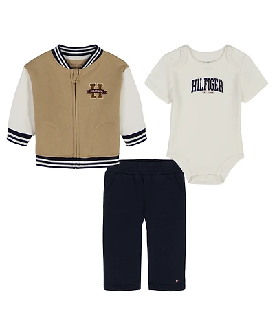 Tommy Hilfiger Baby Boys 3-Piece Bodysuit, Jacket and Pants Set