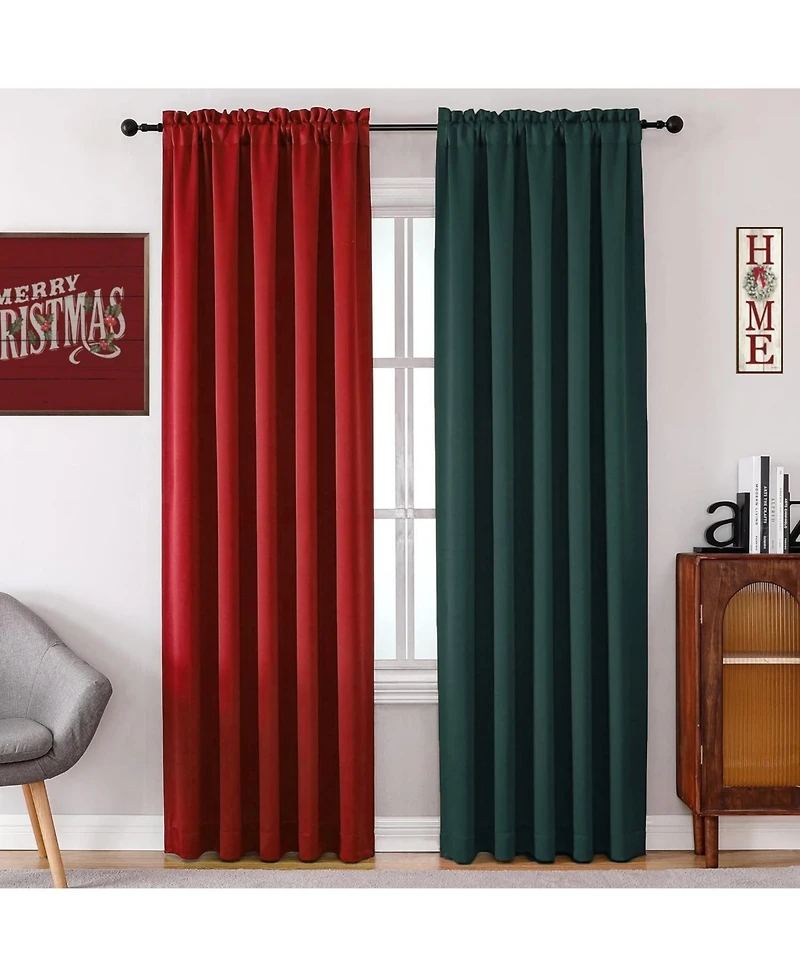 Kate Aurora Set Of 2 Piece Crinkle Sheer Rod Pocket Christmas Curtain Panels - 84 in. Long