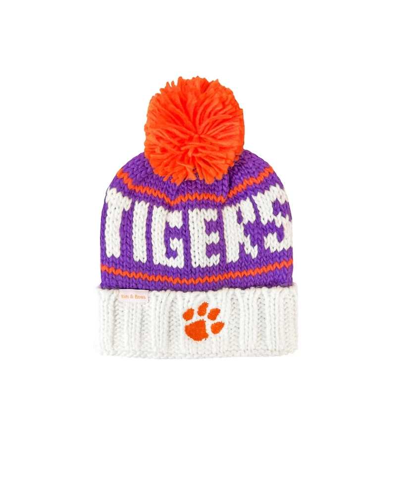 Bits & Bows Kids Unisex Clemson Bobble Hat