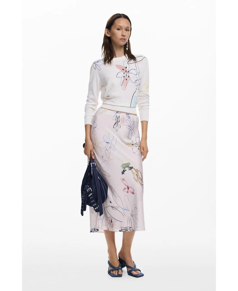 Desigual Women's Long skirt with strokes