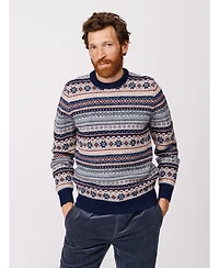 Aubin Men's Fair Isle Crew Neck Wool Sweater