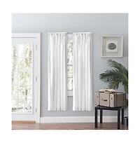 Ellis Eva Candlewick Floral High Quality Embroidery Tailored Panel Pair 3" Rod Pocket 56"x84" White