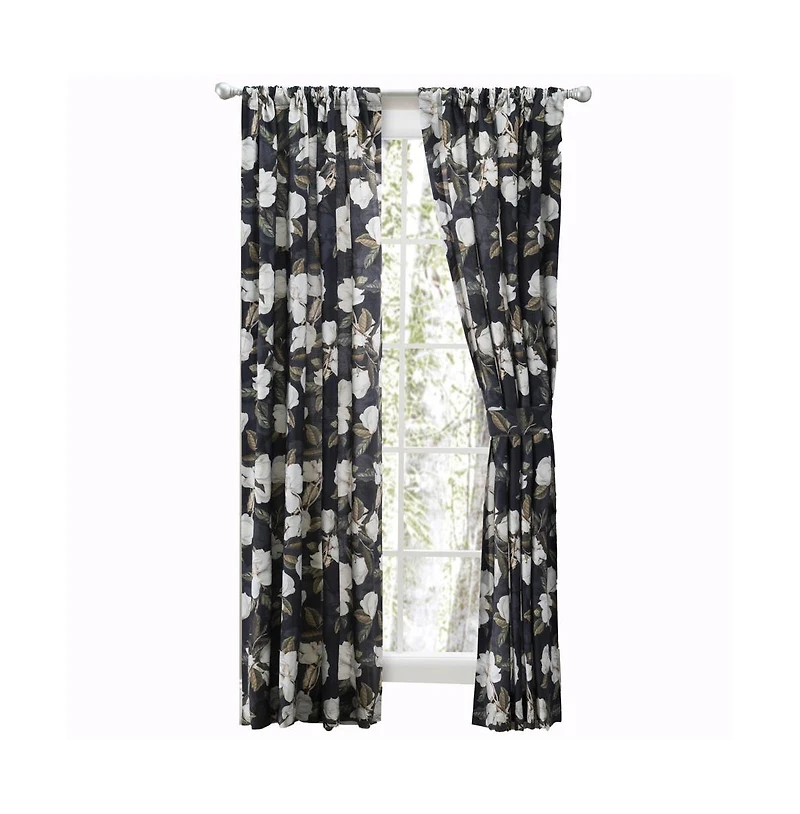 Ellis Curtain Magnolia Lined 3" Rod Pocket Curtain Panel Pair with Tiebacks 100" x 63