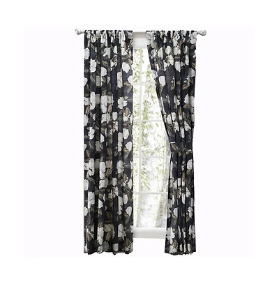 Ellis Curtain Magnolia Lined 3" Rod Pocket Curtain Panel Pair with Tiebacks 100" x 63