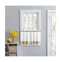 Ellis Curtain Cherries Ruffled 1.5" Rod Pocket Window Curtain Tiers 58"x36" Natural