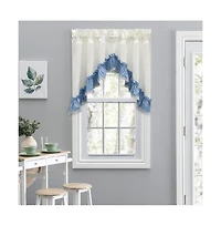 Ellis Curtain Madelyn Ruflled Victorian 1.5" Rod Pocket Swag for Windows Lace Edge 82" x 38" Slate