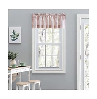 Ellis Curtain Plaza Classic Ticking Stripe Printed on Natural Ground 1.5" Rod Pocket Tailored Valance 58" x 15" Brick