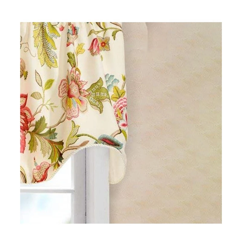 Ellis Curtain Brissac High Quality Room Darkening Natural Color Lined Scallop Window Valance - 70 x 17