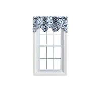 Ellis Athens Printed Tile Design on a Ground 3" Rod Pocket Premium Scallop Valance Lined 50"x16" Navy