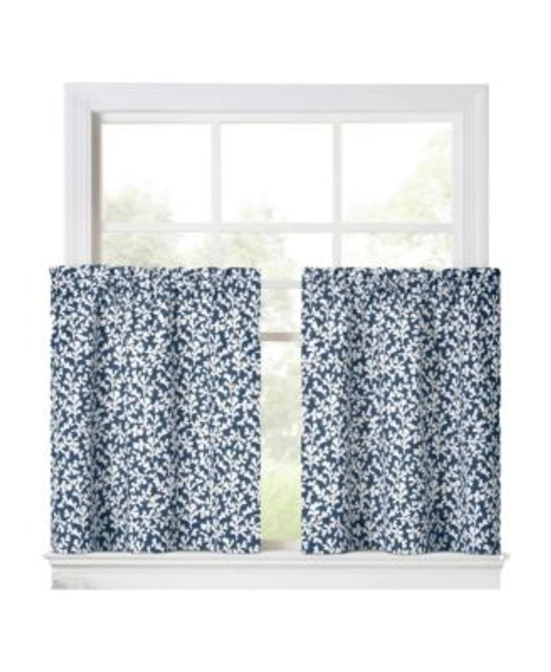 Ellis Curtain Sea Tumble Window Treatment 1.5 X22 Rod Pocket 100 Cotton Curtain Tiers 50 X22 X 30 X22 Navy