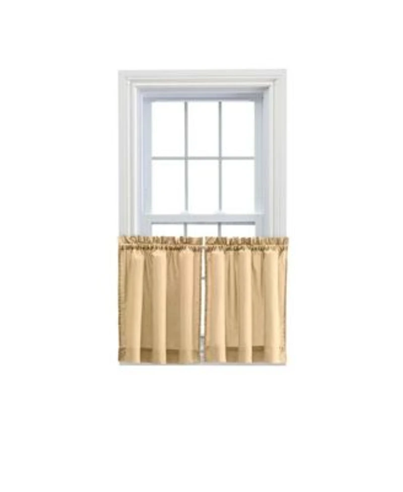 Ellis Stacey Solid Color Window 1.5 X22 Rod Pocket High Quality Fabric Tailored Tier Pair 56 X22x24 X22 Almond