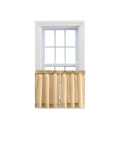 Ellis Stacey Solid Color Window 1.5 X22 Rod Pocket High Quality Fabric Tailored Tier Pair 56 X22x24 X22 Almond