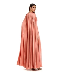 Mac Duggal Women's Pleated Charmeuse V-Neck Gown With Cape