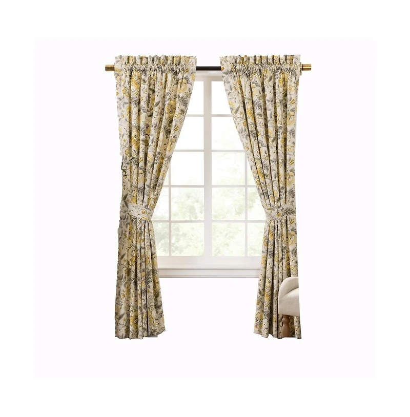 Ellis Curtain Regency 3" Rod Pocket Curtain Panel Pair with Tiebacks 96" x Grey