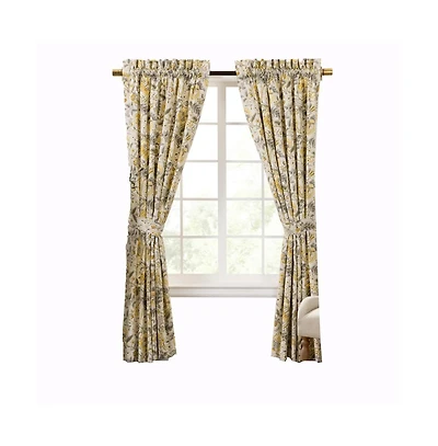 Ellis Curtain Regency 3" Rod Pocket Curtain Panel Pair with Tiebacks 96" x Grey