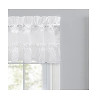 Ellis Curtain Madelyn Ruffled Victorian 1.5" Rod Pocket Valances for Windows 60" x 16" White