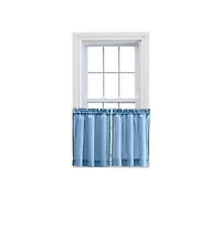 Ellis Stacey 1.5" Rod Pocket High Quality Fabric Solid Color Window Tailored Tier Pair 56"x45" Slate