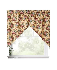 Ellis Bella Rose Stylish Medium Scale Printed Floral Pattern 1.5" Rod Pocket Tailored Swag 56"x36" Butter