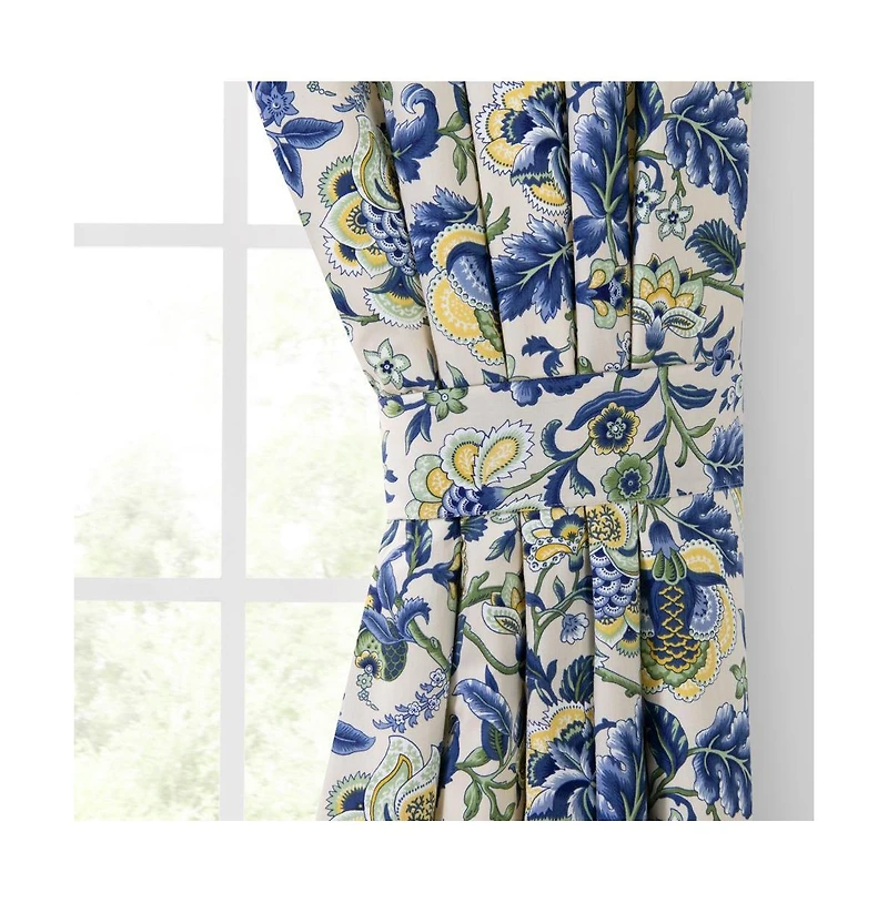 Ellis Curtain Regency 3" Rod Pocket Curtain Panel Pair with Tiebacks 96" x 63" Blue