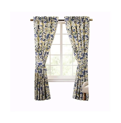 Ellis Curtain Regency 3" Rod Pocket Curtain Panel Pair with Tiebacks 96" x 84" Blue