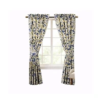 Ellis Curtain Regency 3" Rod Pocket Curtain Panel Pair with Tiebacks 96" x 84" Blue